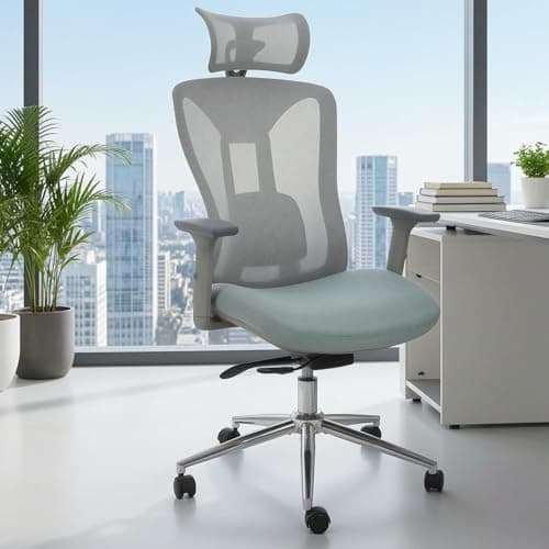 LuxErgo Ergonomic Office Chair, High Back Mesh Desk Chair with Adjustable Headrest Lumbar Support Seat Depth, 300 Lbs Big and Tall, 90-110° Tilt Lock Swivel Rolling Task Chair,Green - Image 1