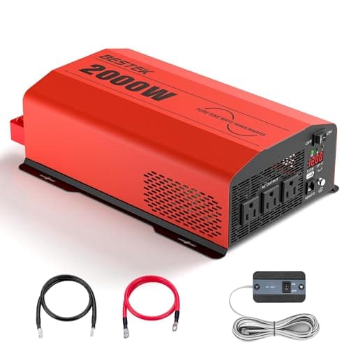 BESTEK 2000 Watt Pure Sine Wave Power Inverter 12V DC to 110V/120V AC Converter for Home, RV, Truck, Off-Grid Solar Power 3 AC Outlets Car Inverter with One 2 USB Port Type-C with Remote Control - Image 1