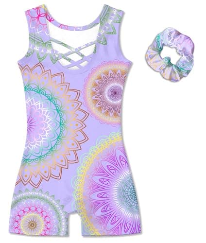 uideazone Girls Gymnastics Leotard with Cover Shorts Soft Breathable Lightweight Biketard Unitard for Playing Time - Image 1