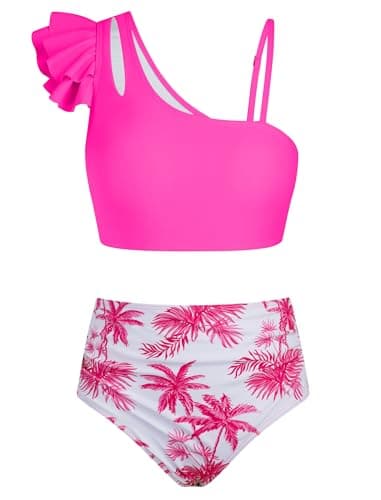 Seanrui Teen Girl Swimsuit Size 14 with Bikinis Sets for Teens 2 Piece Modest Bathing Suits Summer Kids Swimwear Rose Red - Image 1