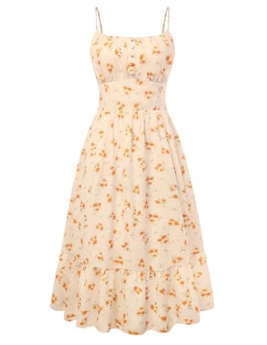 Belle Poque Floral Dress for Women 2026 Summer Sleeveless Flowy Ruffle Midi Dresses Elegant Wedding Guest Dress X-Large - Image 1