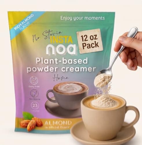 NOA Powder Coffee Creamer, Almond, No Stevia Dairy-Free, 12.3 Oz - Image 1