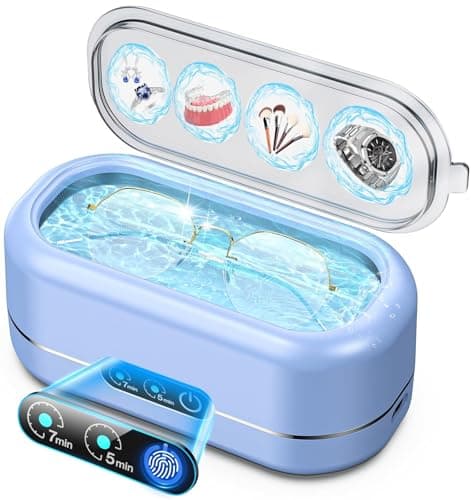 Professional Ultrasonic Jewelry Cleaner with Digital Timer,50KHz Ultrasonic Cleaner Machine with 304 Stainless Steel for Jewelry,Eyeglasses, Rings, Coin, Watch Strap, Dentures, Hygiene Items (Blue) - Image 1