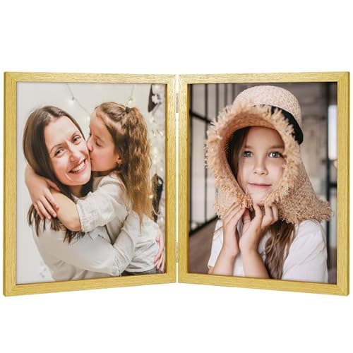 ORIVAN 8x10 Double Picture Frames Hinged Folding Photo Frames Vertical Stand Frames (Gold) - Image 1
