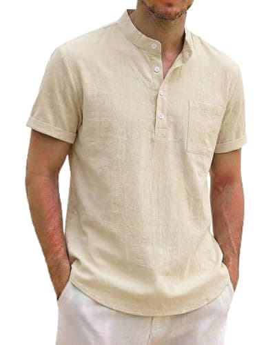 ZAFUL Mens Summer Shirts Beach Mens Casual Shirts Breathable Lightweight Mens Outfits Apricot XL - Image 1
