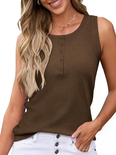 Chulianyouhuo Wool Blend Summer Sweater Women Sleeveless Casual Scoop Neck Tank Tops Fitted Button Down Business Shirt - Image 1