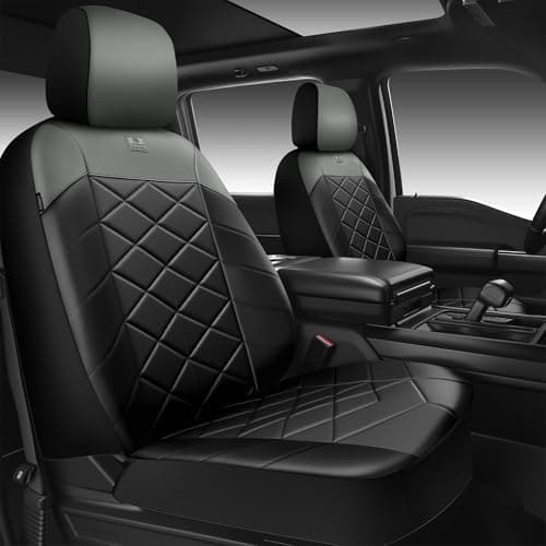 CAR PASS Memory Foam Leather Front Seat Covers, Waterproof Nappa Leather Seat Covers Front Seats Universal Fit for Cars,SUV,Truck Seat Covers Thick 3D Foam Comfortable, Airbag Compatible Black Gray - Image 1