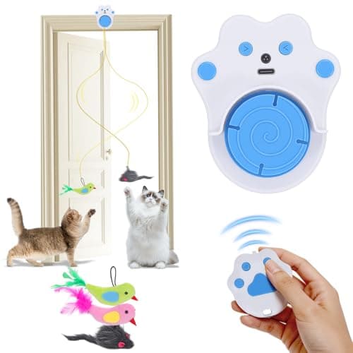 Vlaumiv Interactive Cat Toy for Indoor Cats with Remote Control, 4 Adjustable Jump Speeds, Rechargeable Automatic Cat Toys for Bored Indoor Adult Cats, Flying Bird Cat Toy for Hunting Instinct