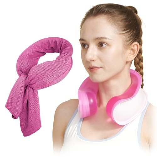 samply Ice-Filled Neck Cooler with Cooling Towel, Silent Non-Gel Ice Pack for Fast Cooling, Cold Compress for Sports, Travel, Camping, Ideal for Hot Weather, Peach - Image 1