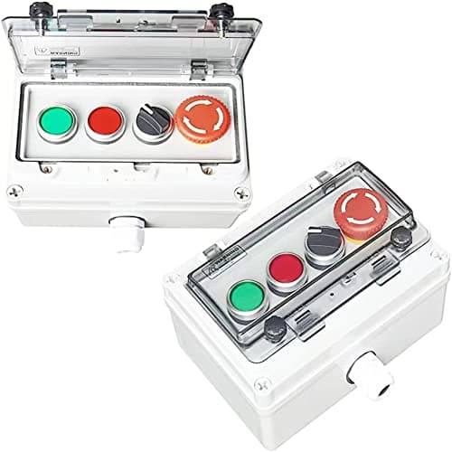 Push Button Box Ip67 with Emergency Stop Button Red Green Momentary Push Button Button Selector Rotary Switch with Protective Cover Anti-Misoperation Switch - Image 1