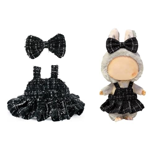 LYBHYQTII Clothes for 17cm Dolls, Premium Dolls Accessories with Chic Black Bow Spaghetti-Strap Dress Set, High-End Fashion Outfit for Play & Display - Image 1