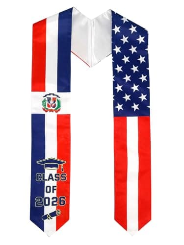 GraduatePro Dominican USA Flag Graduation Stole 2026 – 72" Adult Unisex Graduation Sash for High School College Graduate, Class of 2026 Gifts for Him Her, Patriotic Regalia Stole - Image 1
