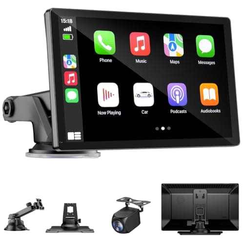 HAUXIY Wireless Apple Carplay Screen for Car 4K Dash Cam, 9" Portable Apple Carplay & Android Auto Car Stereo, with 1080p Backup Camera, GPS Navigation/Mirror Link/Voice Control/Bluetooth - Image 1