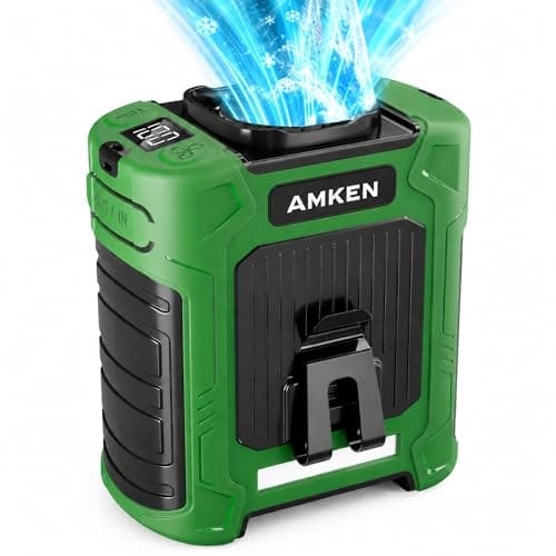 AMKEN Waist Fan, 10000mAh Rechargeable Belt Clip Fan, 59ft/s Airflow, 6-Speed 18500RPM Wearable Cooling with Bottom Air Intake, LED SOS Warning Light, Charge 2 Phones for Jobsite Camping - Image 1