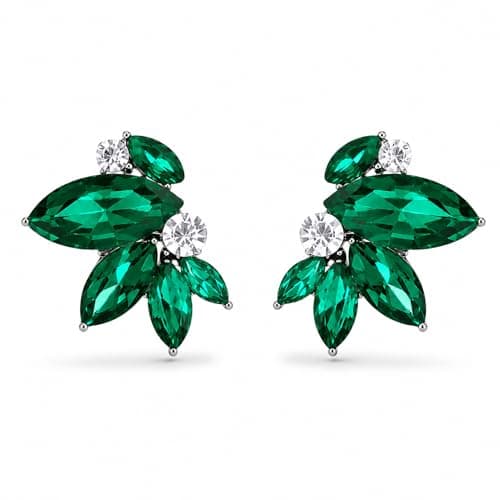 Green Earring for Women Sparkly Rhinestone Earrings with Silver-tone Vintage Crystal Jewelry for Party - Image 1