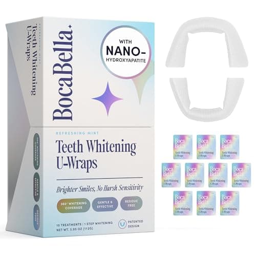 Boca Bella Teeth Whitening U-Wraps – 10 Treatments – 15% Hydrogen Peroxide, Enamel-Safe, No Harsh Sensitivity – Patented Strip Design with Aloe, Calendula & Peppermint – Fast, Even Whitening - Image 1