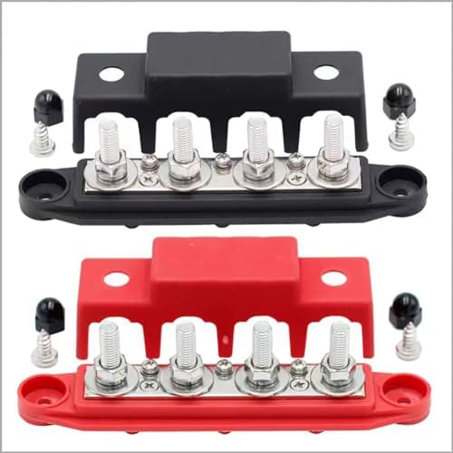 Bus Bar 12V Power Distribution Block 250A 4 Post M10 3/8 Marine Boat RV Automotive Solar Set of 2 - Image 1