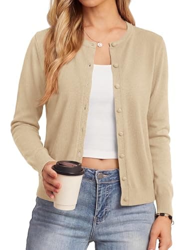 BTFBM Cardigan Sweaters for Women 2026 Lightweight Sweater Button Down Casual Knit Shrugs Tops Spring Fashion Clothing(Apricot, X-Large) - Image 1