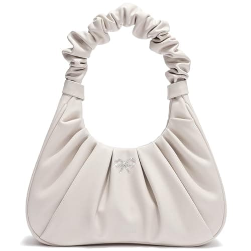 Kiss Sea Cloud Design Handbags for Women - Crescent Shoulder Bag Mini Hobo Purses with Zipper for Night Out Beige - Image 1