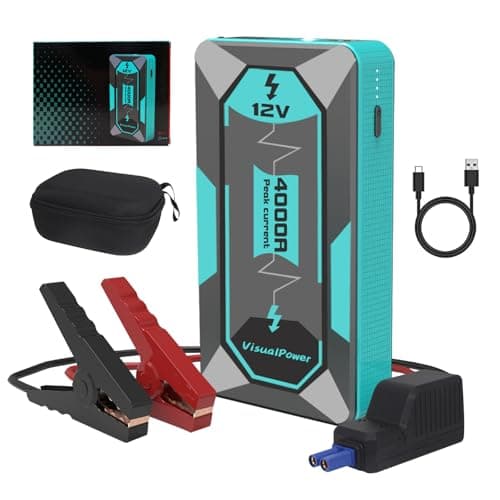 VisualPower Jump Starter Portable,4000A Peak Motorcycle Jump Starter, Jump Box for Car Jumper Starter Portable, 12V Auto Booster Pack(Up to 7L Gas and 5L Diesel Engine) with Smart Safety Jumper Cable - Image 1
