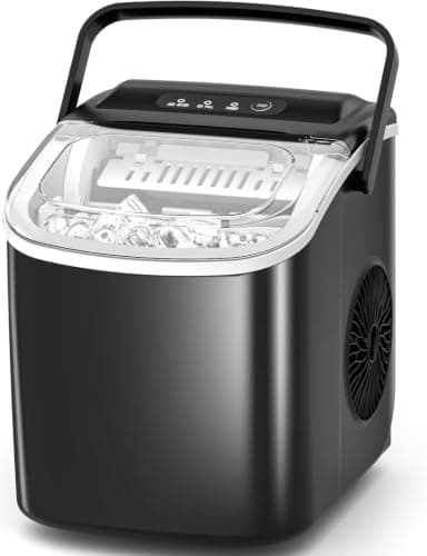 Antarctic Star Countertop Ice Maker Portable Ice Machine with Handle,Self-Cleaning Ice Makers, 26Lbs/24H, 9 Ice Cubes Ready in 6 Mins for Home Kitchen Bar Party (Black) - Image 1