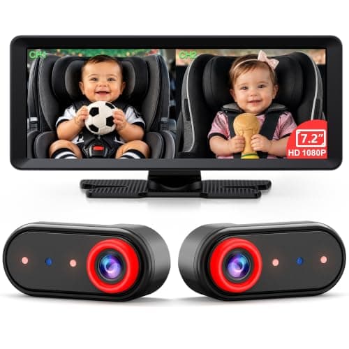 LUCKVIEW BM5PRO Double Car Camera for 2 Baby,7.2" 1080P Split Screen with IR Night Vision, Real-Time Monitoring Baby Car Camera,Easy Install, Family Travel Companion for Kids & Pets - Image 1