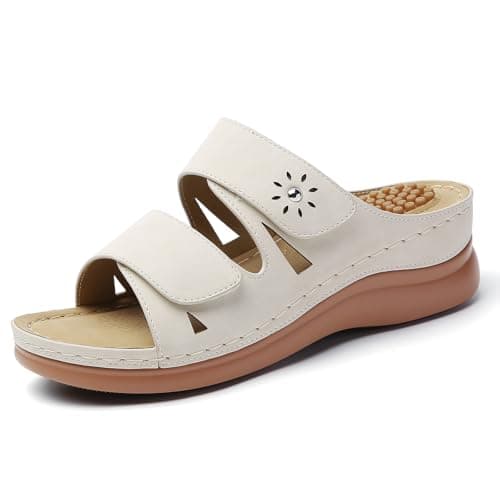 Tilocow Women's Wedge Slide Sandals with Arch Support and Massage Sole Breathable Walking Shoes for Summer Parties and Casual Wear, Designed to Relieve Bunion Discomfort - Image 1