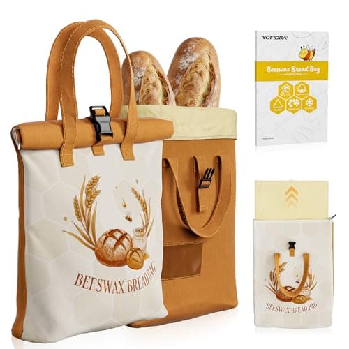 Yofidra Beeswax Bread Bag for Sourdough & Homemade Bread (Reusable & Eco-Friendly) - 100% Natural Beeswax & Cotton, Stylish Bag Design, Detachable for Easy Cleaning, Long-Lasting Freshness (2 Packs) - Image 1