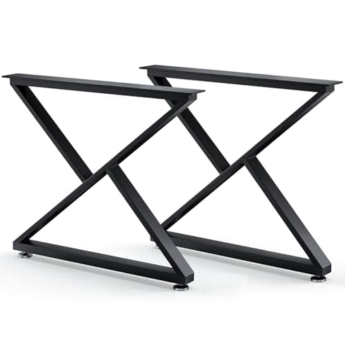SNYXXOZ Table Legs 28”H x 35”W Heavy Duty Metal Furniture Legs Z Shape for Dining Table Kitchen Table Office Desk Table Base Replacement with Adjustable Feet Pads Screws 1000 LBS Load Black Set of 2 - Image 1