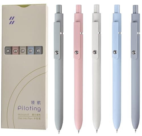 MengRan Gel Ink Pens Set,0.5mm Fine Point Tip,Quick Drying Ink, Cute Fancy Pens for Women Gifts for Women (5 Pcs Morandi-Black Ink) - Image 1