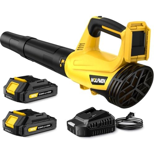 Leaf Blower, Electric Cordless Leaf Blower with 2 Batteries and Charger, 2 Speed Mode, Lightweight Cordless Blower for Blowing Leaves, Patio Cleaning, Blowers for Lawn Care and Dust - Image 1