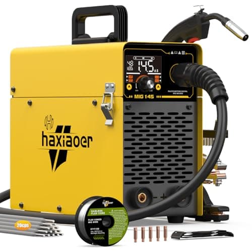 145 MIG Welder with LED Display IGBT Inverter Welder 110V Flux Core MIG/Lift Tig/Stick Welding Machine 2T 4T Three in One Professional MIG Welder for Home and Industrial Use - Image 1