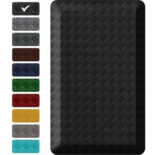 StepRite 1” Thick Kitchen Mats for Floor, Anti Fatigue Kitchen Rugs, Non-Slip,Heavy Duty Water Resistant Kitchen Rug, Standing Desk Mat for Friends, Family, Home, Kitchen, Office (32" x 20", Black) - Image 1