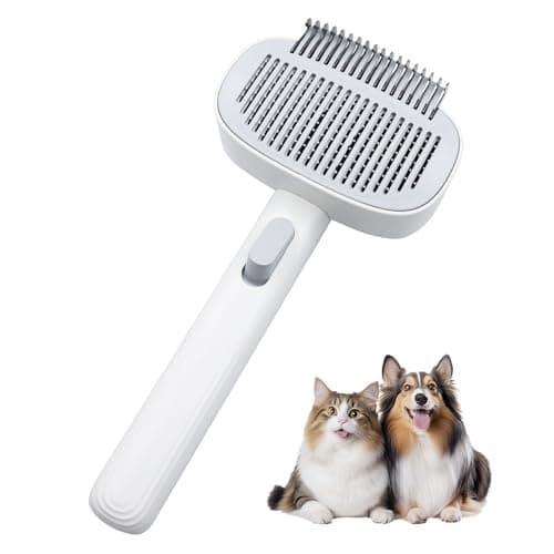 TemApex 2-in-1 Self Cleaning Shedding Brush & Dematting Comb for Long Haired Cats and Dogs, Pet Grooming Deshedding Brush for Dog and Cat Removes Loose Fur & Tangles - Image 1