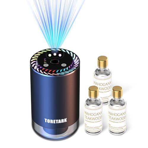 Smart Car Air Freshener with Star Light & 150ml Diffusers Oil Refills, Auto On/Off Aroma Diffuser, 3 Adjustable Modes Rechargeable Aromatizante para Carro - Car Diffuser(Mahogany Teakwood*3) - Image 1