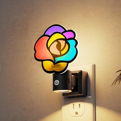 L LOHAS LED Night Lights Plug into Wall, Night Light with Light Sensor, 3000K Soft White, 0-100LM Brightness Adjustable, Acrylic Rose Nightlight for Bathroom Bedroom Hallway - Image 1