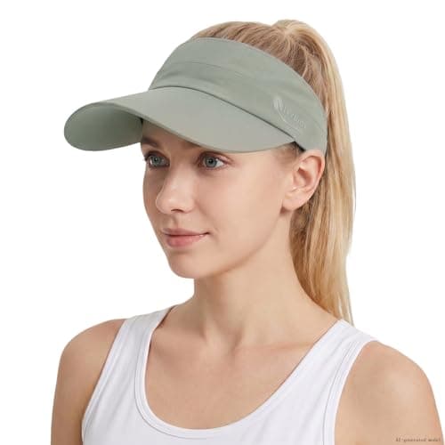 IVYWNT Sun Visor Hat for Men Women, Summer Wide Brim UV Protection Visor Adjustable Empty Top Hat for Golf Tennis Running, Light Gray - Image 1