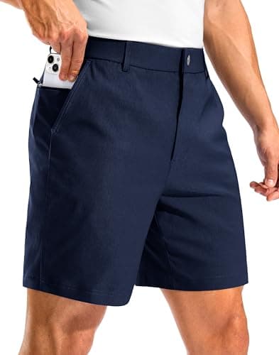Pudolla Men's Golf Dress Shorts 7"/9" Stretch Casual Work Hybrid Shorts for Men with 3 Pockets Quick Dry Breathable(Navy Blue 38W x 7L) - Image 1
