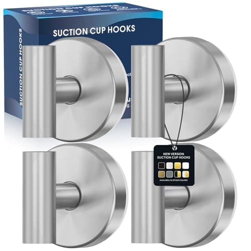 MOTAIPEAK Suction Cup Hooks for Shower,Heavy Duty Shower Towel Suction Hooks,No Drill Wall Mounted Towel Hooks for Bathrooms Wall,Kitchen,Glass,Mirror,Tile to Hang Towels,Robes,Coat-Silver(4 Pack) - Image 1
