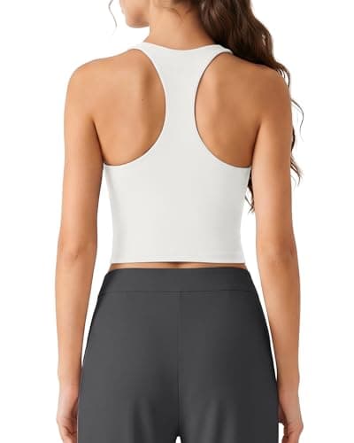 G4Free Athletic Tank Tops for Women Yoga Pilates Racerback Tanks with Shelf Bras Slim Fit Gym Top (Pure White,XS) - Image 1