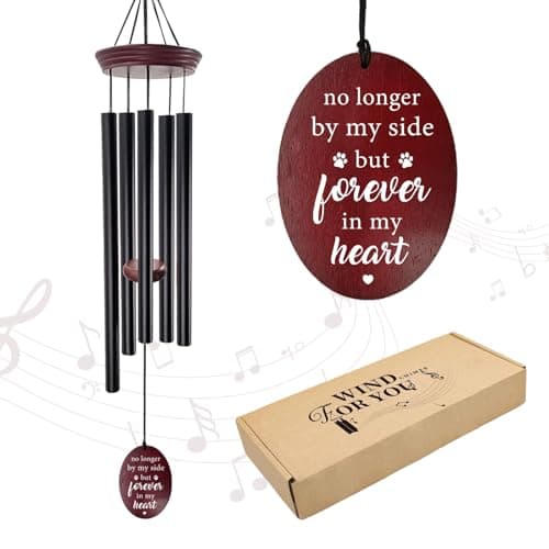 Howarmer Pet Memorial Wind Chime, Dog Memorial Wind Chimes for Loss of Dog, Tuned Aluminum Tubes in G Scale, Wooden Top, Sympathy Pet Loss Gifts for Garden Patio – Forever in My Heart - Image 1