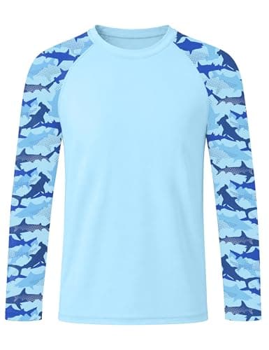 Roadbox Boys' Rash Guard Long Sleeve, UPF 50+ Kids Toddler Swim Shirt, UV Sun Protection Youth Water Shirts for Beach Surf - Image 1