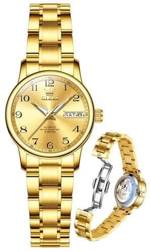 OLEVS Gold Watches for Women Self Winding Automatic Luxury Womens Watch Waterproof Mechanical Dress Silver Ladies Watches for Small Wrists Elegant Casual Women's Wrist Watch Reloj para Mujer - Image 1