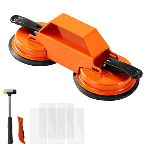 Floor Gap Fixer Tool, Dual 45°Striking Surface Floor Gap Repair Tool, Heavy Duty Suction Cup Plank Grabber with Acrylic Sticky Pads & Hammer for Laminate Vinyl Flooring - Image 1