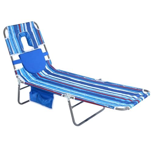 SUNNYFEEL Beach Lounge Chair, Backpack Reclining Beach Chairs Lay Flat, Sun Face Down Tanning Chair, Folding Camping Chairs Portable Camp Cot with Backpack Straps for Outdoor/Picnic/Lawn - Image 1