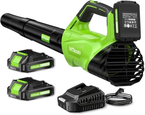 2026 Upgrade Leaf Blower, Leaf Blower Cordless with 2 * 2.6AH Batteries and Fast Charger, 450CFM &150MPH and 2 Speed Mode, Lightweight Electric Leaf Blowers for Lawn, Yard, Leaves, Dust Car (Green) - Image 1