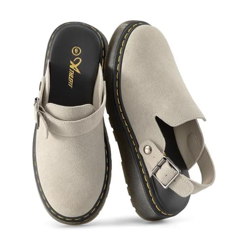 Athlefit Suede Clogs for Women Platform Footbed Mules Comfortable Slip On Slingback Clogs Shoes Apricot Size 6.5 - Image 1