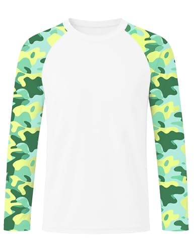 Roadbox Boys' Rash Guard Long Sleeve, UPF 50+ Kids Toddler Swim Shirt, UV Sun Protection Youth Water Shirts for Beach Surf B-White - Image 1