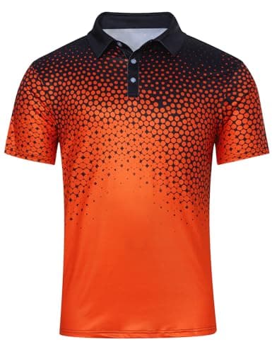 Seadodo Short Sleeve Shirts for Men Quick Dry Moisture Wicking 4 Way Stretch Neon Orange Polo Tops Athletic Workout Running Gym Golf Tops XXL - Image 1