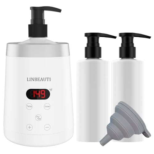 LINBEAUTI Massage Oil Warmer Bottle Professional Lotion Heater for SPA, Automatic Heated Lotion Cream for Salon, Barber Shops, Home, with Two Oil Bottle Dispenser - Image 1